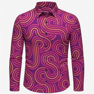 Retrò Vintage Anni '70 Camicia Disco Geometrico Costume Per uomo Halloween Carnevale Parata dell'Orgoglio Mese dell'orgoglio Festival Adulti Camicia