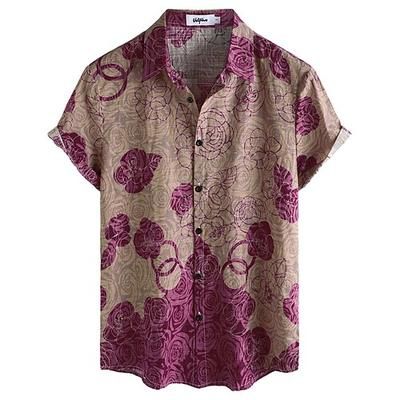 Retrò Vintage Boho Anni '70 Camicia Camicie hawaiane Hippie Floreale Costume Per uomo Halloween Carnevale Festival Musicale Vacanza al Mare Festa a tema retrò Adulti Camicia
