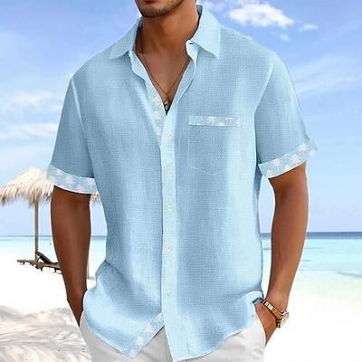 Per uomo Albero di Cocco Piante Tropicali Camicia hawaiana estiva Camicia con Bottoni Camicia Aloha Manica Corta Hawaiano Vacanza Ferie Abbigliamento mare Estate Collo ripiegato Stampa 3D Una tasca