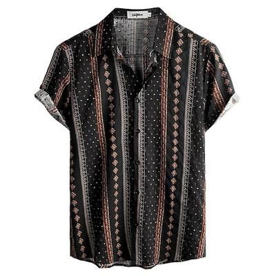 Retrò Vintage Boho Anni '70 Camicia Camicie hawaiane Hippie Tribale Etnico Costume Per uomo Halloween Carnevale Festival Musicale Vacanza al Mare Festa a tema retrò Adulti Camicia
