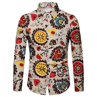 Retrò Vintage Boho Anni '70 Camicia Taglie Forti Hippie Etnico Suzani Costume Per uomo Halloween Carnevale ballo di strada Festa a tema retrò Festival Adulti Camicia