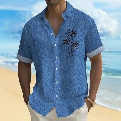 Per uomo Albero di Cocco Piante Tropicali Camicia hawaiana estiva Camicia con Bottoni Camicia Aloha Manica Corta Hawaiano Ferie Abbigliamento mare Estate Primavera Collo ripiegato Stampa 3D camicie