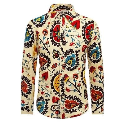 Retrò Vintage Boho Anni '70 Camicia Hippie Etnico Suzani Costume Per uomo Halloween Carnevale ballo di strada Festa a tema retrò Festival Adulti Camicia
