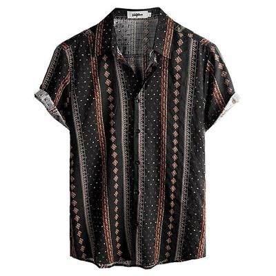 Retrò Vintage Boho Anni '70 Camicia Camicie hawaiane Hippie Tribale Etnico Costume Per uomo Halloween Carnevale Festival Musicale Vacanza al Mare Festa a tema retrò Adulti Camicia