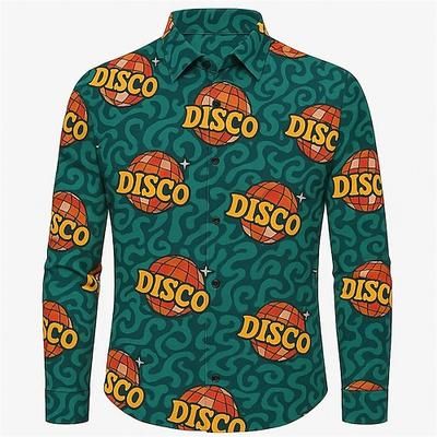 Retrò Vintage Anni '70 Camicia Disco Geometrico Costume Per uomo Halloween Carnevale Parata dell'Orgoglio Mese dell'orgoglio Festival Adulti Camicia