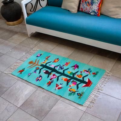 'Tree of Life-Themed Hand-Woven Zapotec Wool Area Rug (2x3)'
