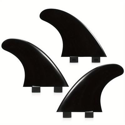 TEMU 3pcs G5 Surfboard Fins - Medium Size, Nylon, Fit For Sup & Paddle Boards - Black