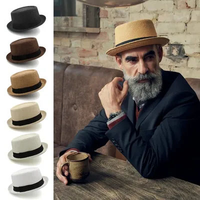 Chapeaux de tarte de porc en paille classiques pour hommes et femmes, chapeaux de soleil Fedora, casquettes Trilby, plaisancier d'été, plage, voyage en plein air, fête, taille US 7 1/4 UK L