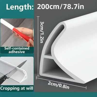 TEMU Foldable Shower Water Barrier, Self-adhesive Shower Edge Water Blocking Board, Shower Water Stopper System, Dry And Wet , Suitable For Bathroom, Kitchen Countertop Sin