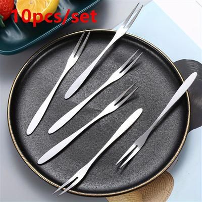 TEMU 10pcs Stainless Steel Fruit & Dessert Forks - Modern, Reusable Salad & Cake Forks For Home And Restaurant Use