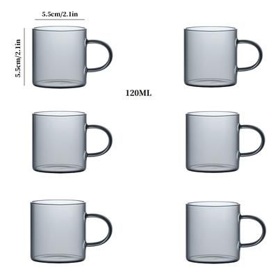 TEMU 6pcs Small Capacity Glass Cups With Handles, High Borosilicate Heat-resistant Tea And Juice Glass Mugs For Home Use, Reusable And Dishwasher Safe