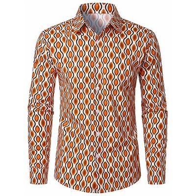 Retrò Vintage Anni '70 Camicia Disco Geometrico Psichedelico Costume Per uomo Halloween Carnevale Festival Musicale Parata dell'Orgoglio Mese dell'orgoglio Adulti Camicia