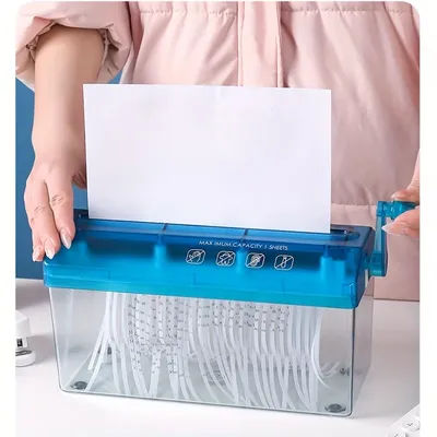 1pc Easy-to-Use Manual Paper Shredder for A4/A6 Sheets | Space-Saving Cross-Cut Design, Non-Slip Base | Ideal for Office