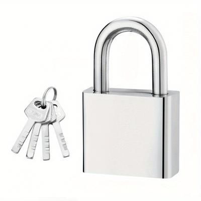 TEMU 1 Stainless Steel Padlock With 4 Keys - Rustproof And Waterproof, Double Hole Drainage, Ideal For Dorms, And , Security Padlock|modern Padlock Design|durable Padlock