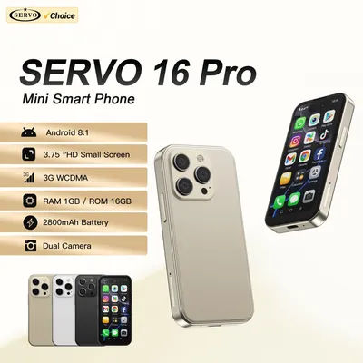 SERVO 16PRO 3G Mini Smartphone Android System 16GB ROM Play Store WhatsAPP WiFi Hotspot GPS 2 SIM 3.75" Tiny Smart Phone 2800mAh