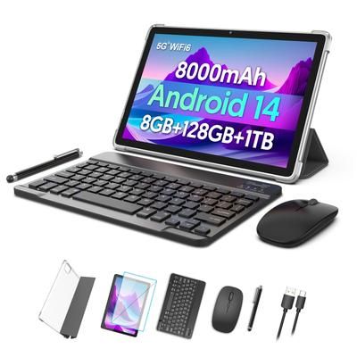 TEMU 10.1 Inch Android 14 Tablets, 2-in-1 Keyboard Set, Core, A523cpu, 8gb (4gb+4gb Memory Expansion) , 128gb Rom, 8000mah, 1280*800ips, 5g Wifi6, Learning Tablet, Machine,