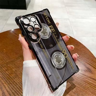 TEMU Retro Cassette Pattern Phone Case Compatible With Galaxy S25 S24 S23 S22 S21 Fe 4g 5g, Transparent Soft Back Cover For Drop Protection.