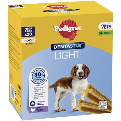 56 Sticks Medium Dogs 10-25kg Light Dentastix Pedigree Dog Snacks