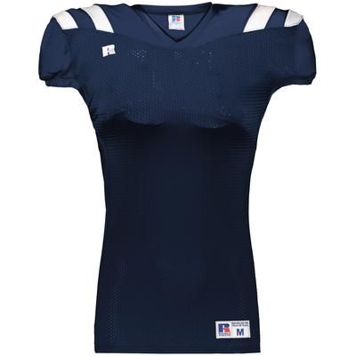 Russell Athletic R0100M Canton Football Jersey T-Shirt in Navy Blue/White size Large | Polyester/Spandex Blend