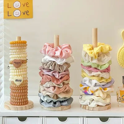 Wooden Hair Band Holder Children Rubber Band Hair Rope Bracelet Storage Rack Display Shelf for Watches Bracelets Scrunchies