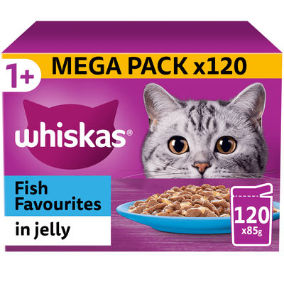 TEMU 120 X 85g Whiskas 1+ Fish Favourites Mixed Adult Wet Cat Food Pouches
