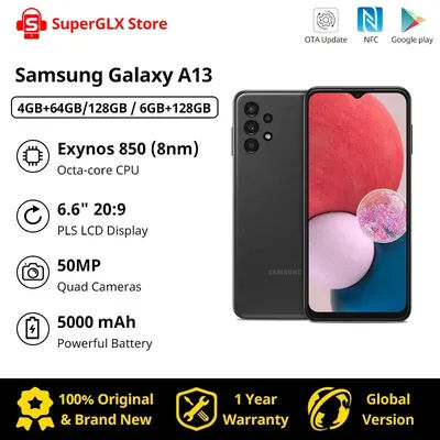 100% Original New Samsung Galaxy A13 Smartphone Exynos 850 Octa-core Android 12 5000mAh Battery 15W Fast Charging MobilePhone