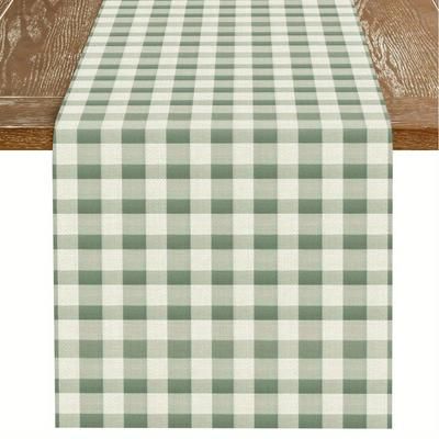 TEMU 1pc Spring Summer Table Runner - Light Checkered Polyester Tablecloth For Easter Mother’s Day Decor, Kitchen Dining Room, Outdoor Garden Party, Easy- Decor