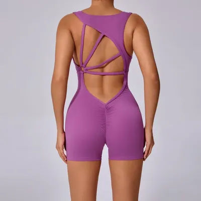American Pleated Peach Butt Yoga Pants Tight Fitness Pants Quick Dry Fitness Pants Women Training Dance Sports Yoga Jumpsuit