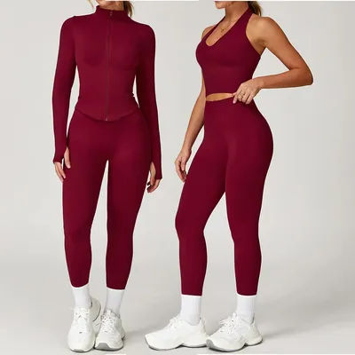 2/3/4PCS Yoga Set Gym Clothes Sportswear Seamless Yoga Suits For Women Fitness Long Sleeved Tracksuits Sports Bra Gym Leggings