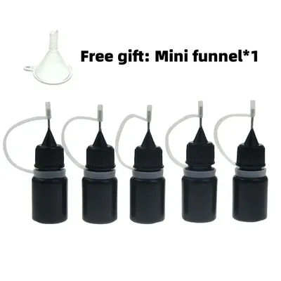 5ml Plastic Squeezable Needle Bottles Refillable Dropper Containers Manicure Glue Ink with Needle Caps 3/5000 Dark Empty Bottle