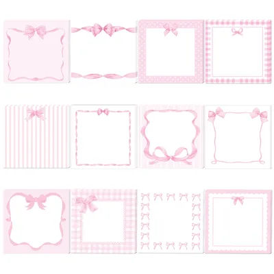 240 Pages Pink Bow Tie Memo Pads Set Refrigerator Sticky Notes Stationery Label Notepad Bowknot Self-Adhesive Memo Book Supplies
