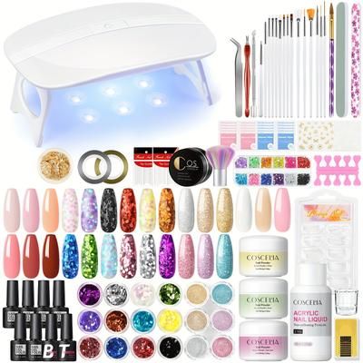 TEMU Coscelia Polish Nail Gel Set Acrylic White Nude Acrylic Nail Art Construction Manicure Diy Gel Nail Polish Set