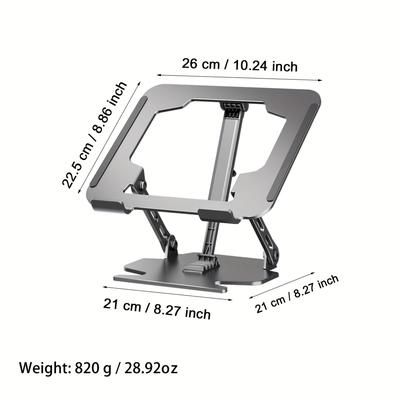 "TEMU Laptop Stand, Adjustable Laptop Stand For Desk, Computer Stand With Support, Compatible With Laptop 10-16", Adjutable Height -angle, Foldable Laptop Mount, Stable Metal Holder Support, Grey"