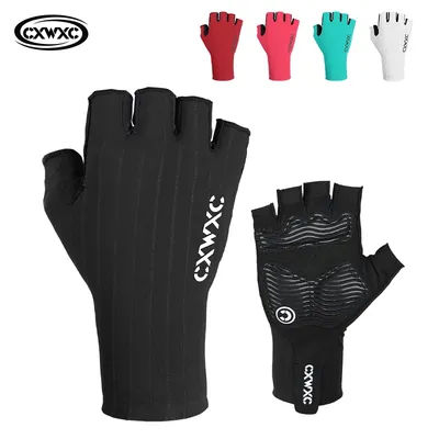 CXWXC Cycling Fingerless Gloves Bicycle Half Finger Gel Gloves Lycra Fabric Short Gloves Outdoor Sport Motorcycle Bike Mitten