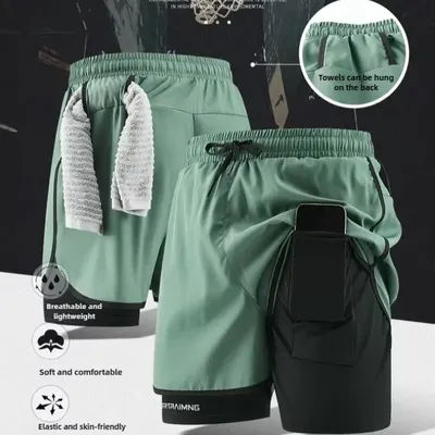 Men Running Shorts Gym Sports 2 in 1 Camo Quick Dry Workout Training Gym Fitness Jogging Short