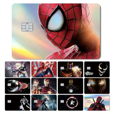 Autocollant de Film de couverture de peau de requin magique holographique Laser Deadpool Spiderman Ironman Batmans pour carte de crédit bancaire de débito