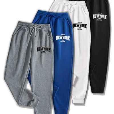 TEMU 4pcs New 1968 Sports Sweatpants With Drawstring, Long Polyester Joggers For , English Letter Print