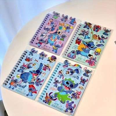TEMU Stitch Spiral Notebook, Includes Stickers, Design, Suitable For Office And Back-to-school Supplies