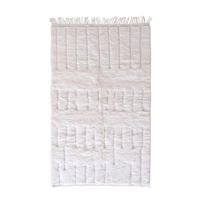 Tappeto berbero marocchino in pura lana bianca 151 x 262 cm