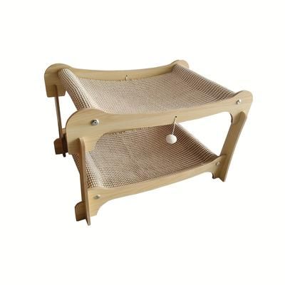 TEMU Double Layer Solid Wood Cat Scratching Board Bed, Durable Sisal Design, Easy To Assemble For Claw Care And Relaxation, Suitable For Multi-cat Households