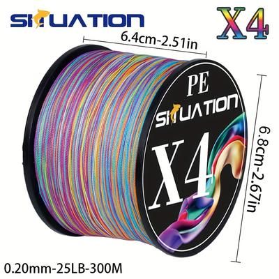 TEMU Siiuation 1pc Super Strong Colorful Fishing Line, Four-strand Braided, Sea Fishing Line, Rock Fishing Line, Platform Fishing Line, For Smooth Long Casting, Load-bearing 12-100lb