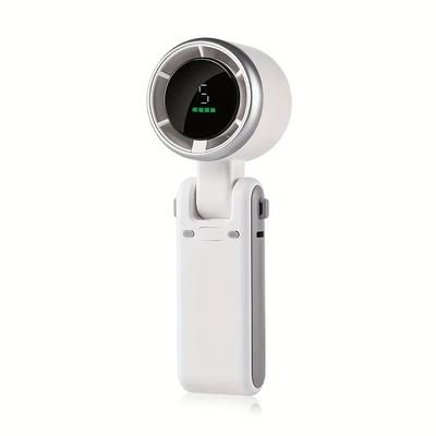 TEMU 5-speed Portable Handheld Mini Fan | Foldable, Strong Turbine , Usb Rechargeable, Digital Display | Suitable For Men And Women For Travel, Camping, And Outdoor Use