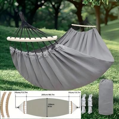 TEMU Hammock With Adjustable Straps - Ergonomic Textile Outdoor Hammock For Beach, Camping & Backyard - Easy To Clean, Lightweight & Portable - Perfect Gift For Teens 14+, Hammocks For Outside
