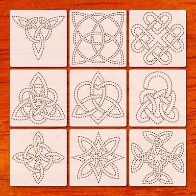 TEMU 9pcs Embroidery Stencils For Quilting, 6 Inch Celtic Knot Dotting Pattern Stencil Reusable, Plastic Floral Dot Template For Diy Crafts, Wall Wood Signs Fabric Canvas Scrapbooking & Home Decor