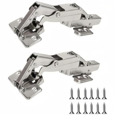 TEMU 2pcs 165° Concealed Soft Close Cabinet Hinges - Heavy-duty Metal Hydraulic Hinges For Lazy Susan Cabinets, Kitchen & Folding Doors, Surface Mount With Screws & Spacers, Hinges For Cabinets