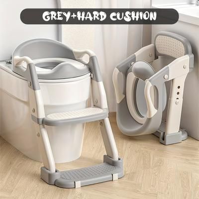TEMU 3-in-1 Foldable Step Stool Toilet Seat For Children - Durable Plastic, Adjustable Height, Design, Ideal For Training And , Aids|adjustable Height Seat|durable Plastic Seat