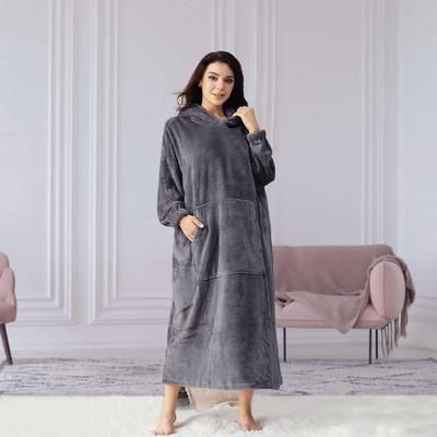 TEMU Extra Long Oversized Blanket Hoodie, Ultra Soft Wearable Throw With Pockets Sleeves Soft Sherpa Fleece Hooded Blanket Sweatshirt
