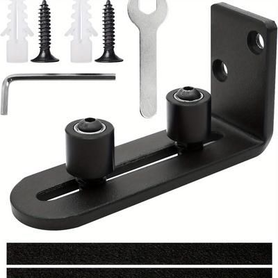 TEMU 1pc Heavy-duty Metal Barn Door , Polished Carbon Steel, Adjustable Floor Track With Stopper And Screws, For Sliding Doors And Barn Doors