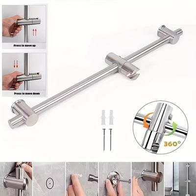 TEMU Adjustable Shower Slide Replacement Handheld Wall Bracket, Adjustable Telescopic Design Riser Bar With Sliding Sleeve For Bathroom Shower Room