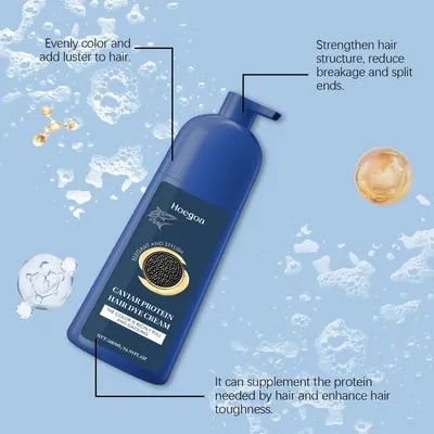 Caviar Protein Plant Hair Dye Shampoo Long Lasting Black Brown Repair Gray Hair Nourishing Permanent Hair Coloring Product 500ml